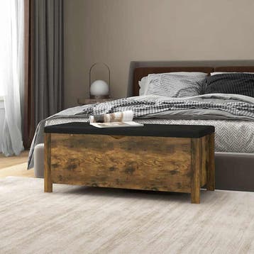vidaXL Opbergbox met kussen 105x40x45 cm bewerkt hout, Verzenden, Nieuw