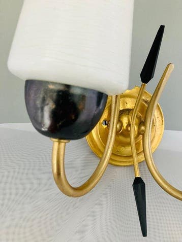 Lampe murale - Laiton, Verre - Une lampe murale vintage
