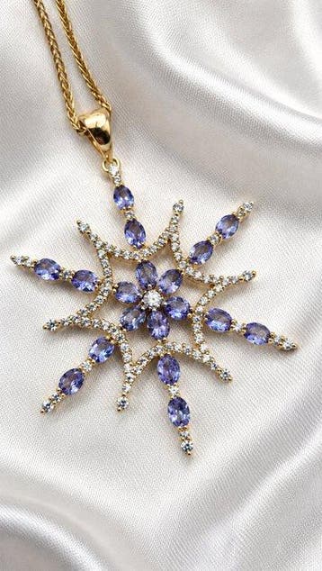 Zonder minimumprijs - Hanger Zilver - 4.70ct. tw. Tanzaniet, Handtassen en Accessoires