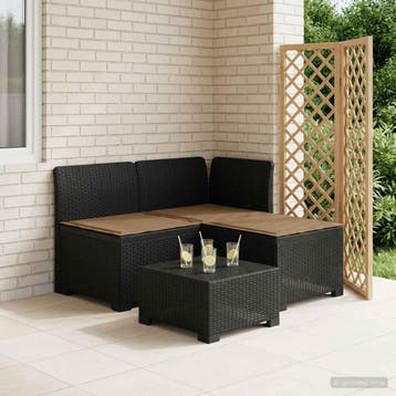 vidaXL 3-Zits Tu bank met Kussens Rattan Look 3-zits PP, Verzenden, Nieuw