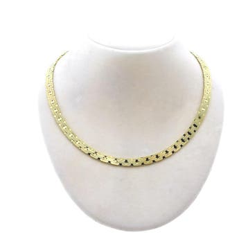 Gouden platte Bismarckschakel collier (Ketting), Ophalen of Verzenden