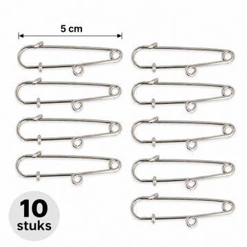 DIY Brochespelden met Oogje 5cm – Metaal – Zilver – 10 Stuks, Nieuw