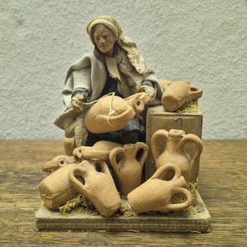 Kerststal - Hout, Aardewerk, Textiel