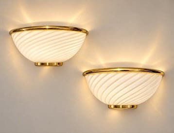 Wandlamp (2) - Glas, Messing