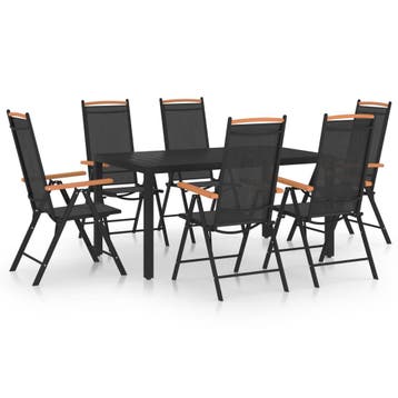 vidaXL 7-delige Tuinset aluminium zwart, Verzenden, Tuinset