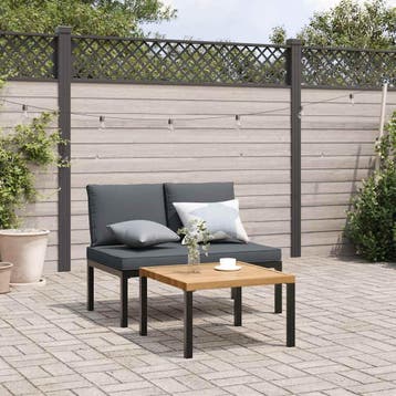 vidaXL 2-delige Loungeset met kussens aluminium zwart, Verzenden, Nieuw, Loungeset
