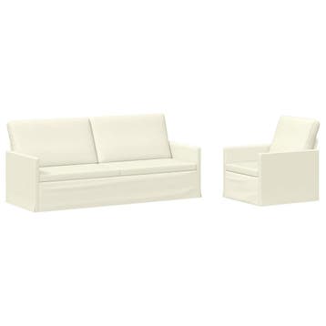 vidaXL bank / zetelstel 2 pcs Crèmekleurig Corduroy stof, Verzenden, Nieuw