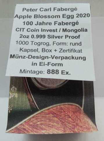 Mongolië. 1000 Togrog 2020 Peter Carl Fabergé - Apple