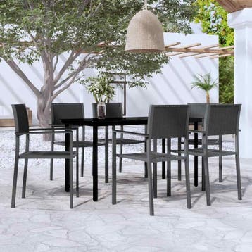 vidaXL 7-delige Tuinset zwart, Verzenden, Tuinset