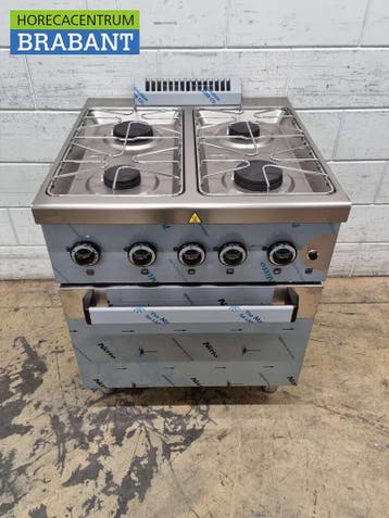 RVS MBM Dexion 4 pits Fornuis Gasfornuis met gasoven oven 70, Ophalen of Verzenden, Nieuw in verpakking
