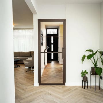 Stalen Binnendeur - Brons - 4 Vlaks - Helder glas, Doe-het-zelf en Bouw, Minder dan 80 cm, Binnendeur, Nieuw, Metaal