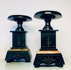 Japy Frères - Tazza - Paire de bougeoirs en ardoise Napoléon