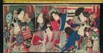 Utagawa Kunimatsu — Driepanelige triptiek van yakusha-e met