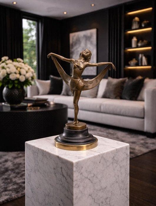 Bronzen Beeld – Elegante Danseres- naam Lorenzl - Sculpture,, Antiquités & Art, Art | Objets design