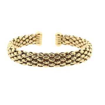 Gouden Meshschakel klemarmband; Maat M (Schakelarmband), Handtassen en Accessoires, Armbanden, Ophalen of Verzenden, Gebruikt