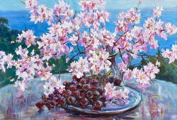 Vitaly Leshukov - Almendro en flor junto al mar