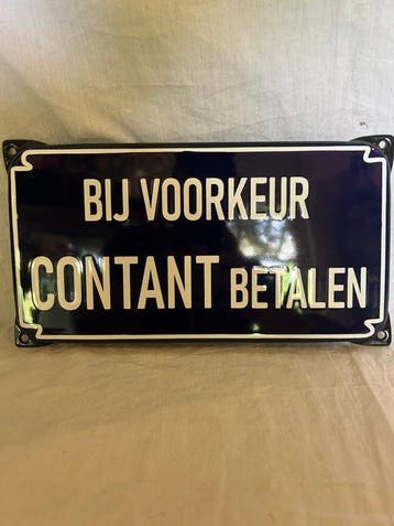 Emaille bord - Bij voorkeur contant betalen - Emaille