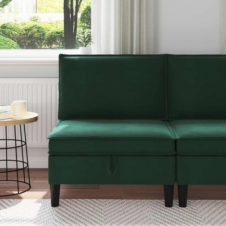 vidaXL Sofa met opslag Donkergroen Fluweel, Huis en Inrichting, Zetels | Zetels, Nieuw, Verzenden
