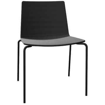 Andreu World Flex Chair Aluminium Zwart - Eetkamerstoel -, Verzenden