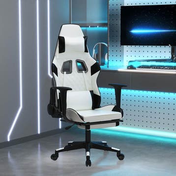 vidaXL Massage gamestoel met voetensteun kunstleer wit en, Verzenden, Nieuw