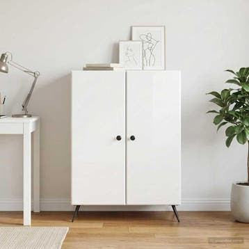 vidaXL Dressoir Hoogglans Wit 66 x 34,5 x 90 cm Bewerkt hout, Verzenden, Nieuw