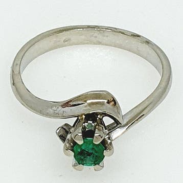 Ring - 18 karaat Witgoud - 0.48ct. tw. Smaragd, Nieuw