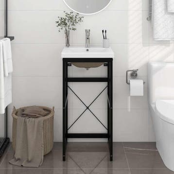 vidaXL Wastafelframe met inbouwwastafel ijzer zwart, Verzenden, Nieuw