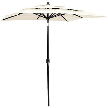 vidaXL Parasol 3-laags met aluminium paal 2x2 m zandkleurig, Verzenden, Nieuw