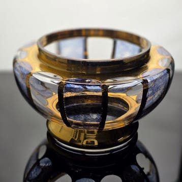 Nový Bor - 24k Gold and blue marbeling - Bol - Verre