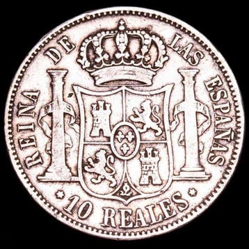 Espagne. Isabelle II. 10 Reales Ceca de Madrid 1860.