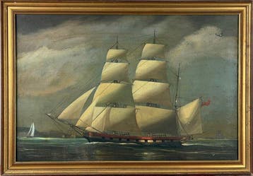 British school. (XlX) - British Naval two masted warship