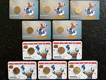 Nederland. Medal Coincards 5 x Donald Duck 2017 en 5 x Walt