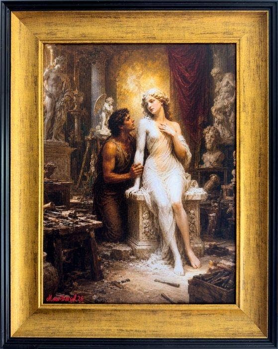 Max-Daniel - Pygmalion et Galatée, Antiek en Kunst, Kunst | Schilderijen | Modern