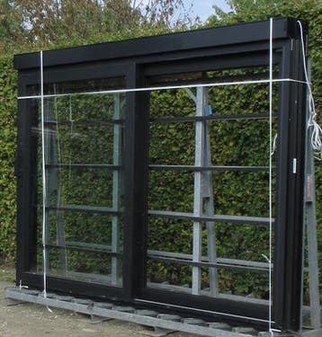 pvc schuifraam , schuifdeur ,pui 312 x 220 zwart + screen, Kunststof, 225 cm of meer, Nieuw, Ophalen of Verzenden