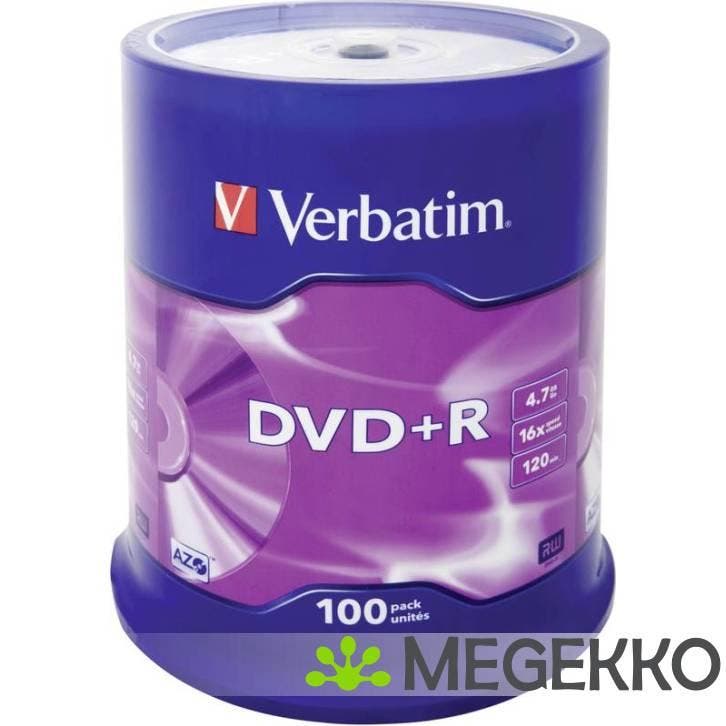 Verbatim DVD+R 16X 100st. Cakebox, Computers en Software, Beschrijfbare discs, Nieuw, Verzenden