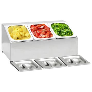 vidaXL Gastronormbakkenhouder met 3 GN 1/6 bakken roestvrij, Verzenden, Nieuw