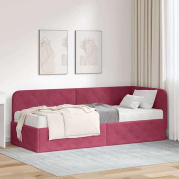 vidaXL Hoek Bed Frame Wijnrood 80 x 200 cm Fluweel, Verzenden, Nieuw