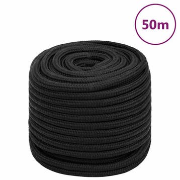 vidaXL Boottouw 18 mm 50 m polypropeen zwart, Verzenden, Nieuw