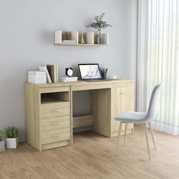 vidaXL Bureau 140x50x76 cm bewerkt hout sonoma eikenkleurig, Verzenden