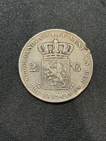 Nederland. Willem II. 2 1/2 Gulden 1844 (Zonder