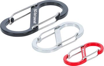 Karabijnhaak-assortiment met dubbele opening aluminium 3-dlg, Verzenden, Nieuw
