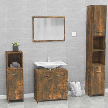 vidaXL Badkamermeubelset bewerkt hout gerookt eikenkleurig, Verzenden, Nieuw