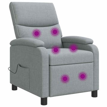 vidaXL Massage Relaxstoel Lichtgrijs Stof, Verzenden, Nieuw