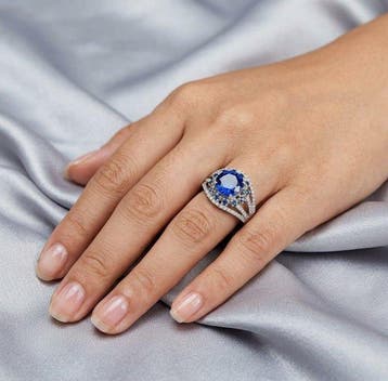 Zonder minimumprijs - Ring Zilver - 4.20ct. tw. Saffier -, Nieuw