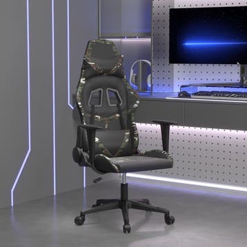 vidaXL Massage gamestoel kunstleer zwart en camouflage, Verzenden