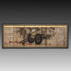 Byôbu  (paravent pliant) - Feuille dor, feuille dargent,, Antiek en Kunst