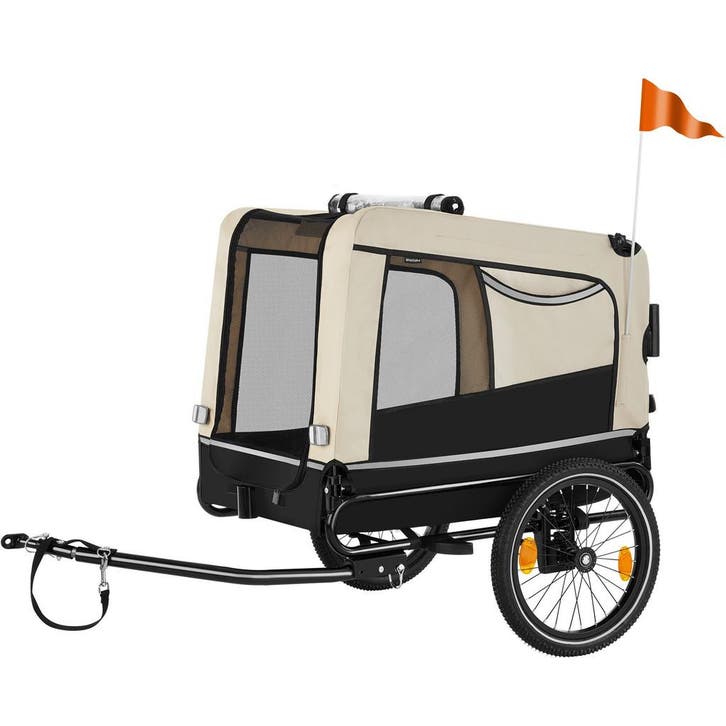 tectake Hondenaanhanger WoofRider - beige, Dieren en Toebehoren, Hondenhokken, Verzenden