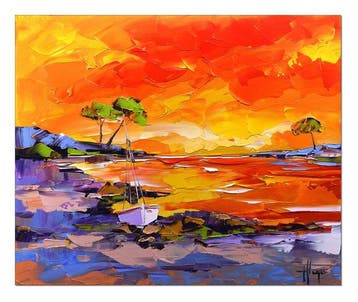 Olivier Pfleger - Mandrafina  Soleil levant, Antiek en Kunst, Kunst | Schilderijen | Modern