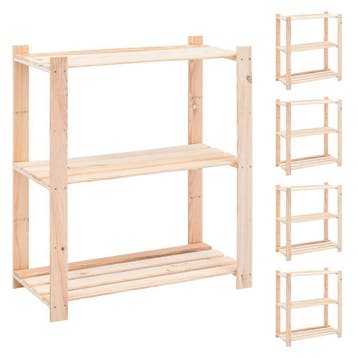 vidaXL Opbergrekken 3-laags 5 st 150 kg 80x38x90 cm massief, Verzenden, Nieuw