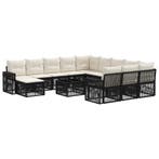 vidaXL Tuinbank Set 13 pcs Zwart en Crème Wit poly rattan, Verzenden